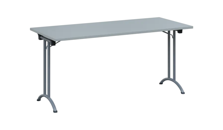 SLA 160 lak skládací jednací stůl 1600x700, deska 25 mm, podnož stříbrný lak, deska šedá